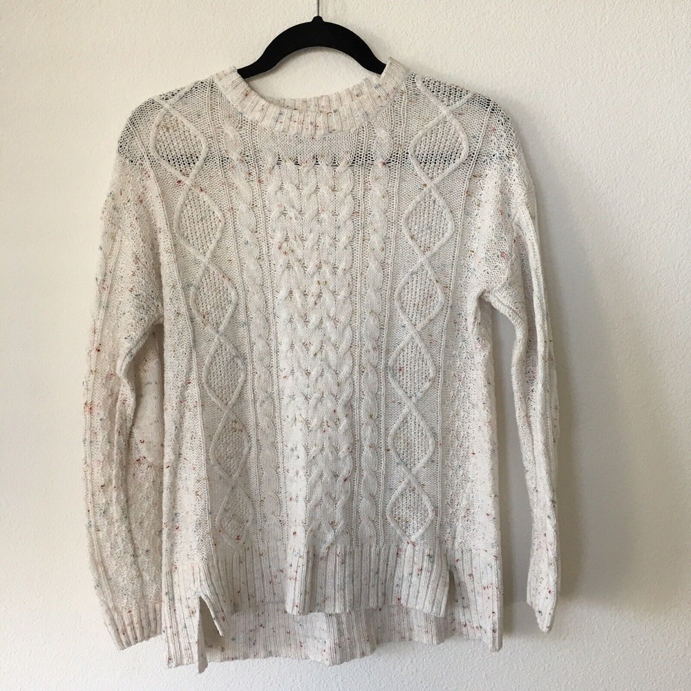 BDG Urban Outfitters Pullover Crew Neck Knit Sweater White Fisherman Core XS EUC - Picture 1 of 5